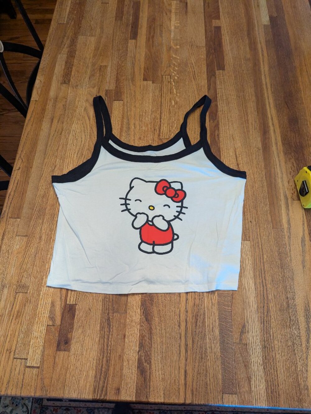 Cute Hello Kitty White Tank Crop Top with Black Straps Size 2XL